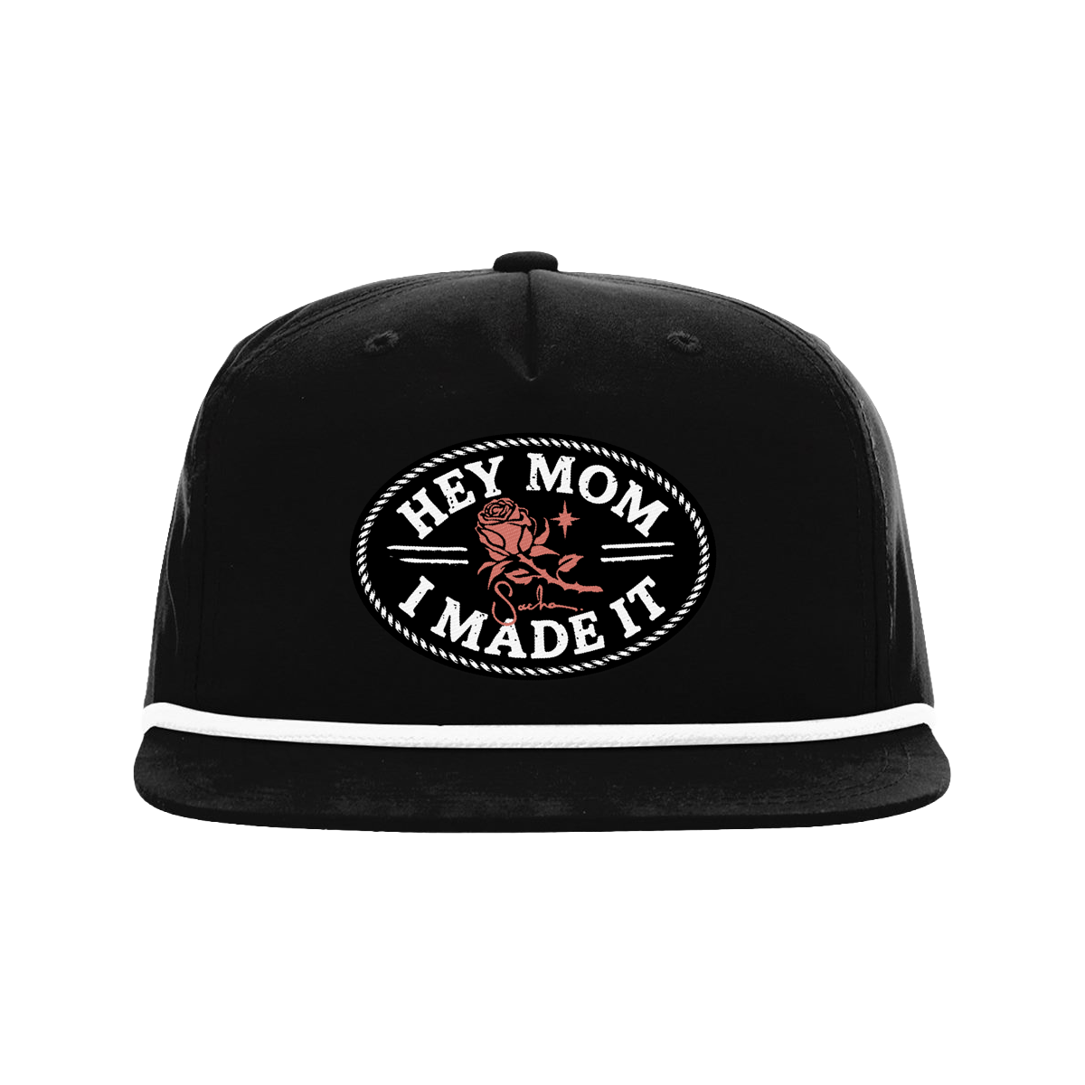 Hey Mom Rose Rope Snapback (Black/ White)