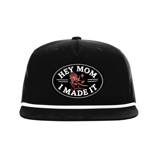 Hey Mom Rose Rope Snapback (Black/ White)